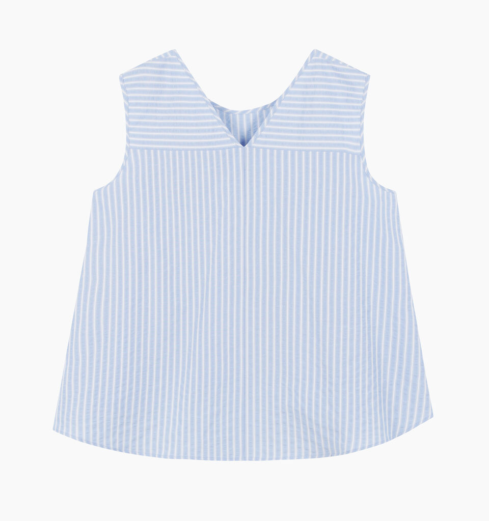 Light blue striped sleeveless blouse - null - Light Blue | Sisley K image number 2